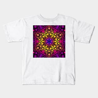 Dot Mandala Flower Yellow and Purple Kids T-Shirt